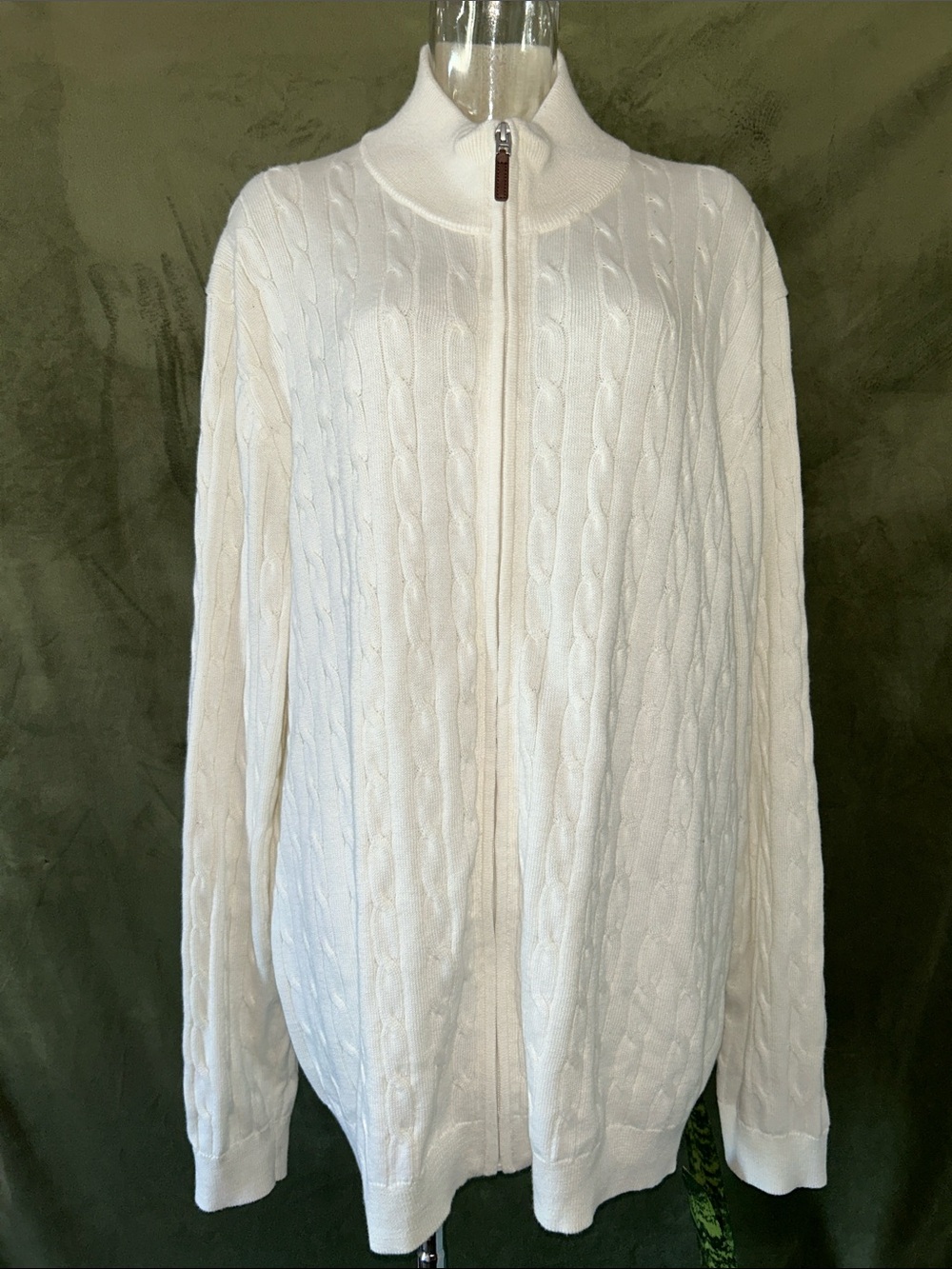 Club Room Cream Cable-Knit Zip Turtleneck Sweater